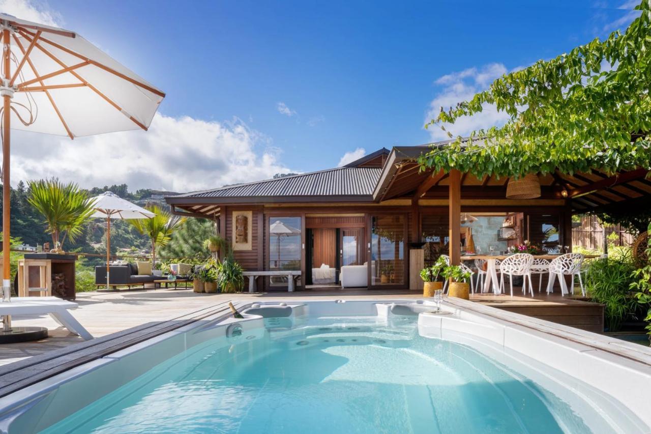 Villa Manuiti, Balinese Luxury Home - Private Swim Spa, Ocean View - Ofyr Bbq - Koi Pond Punaauia Kültér fotó