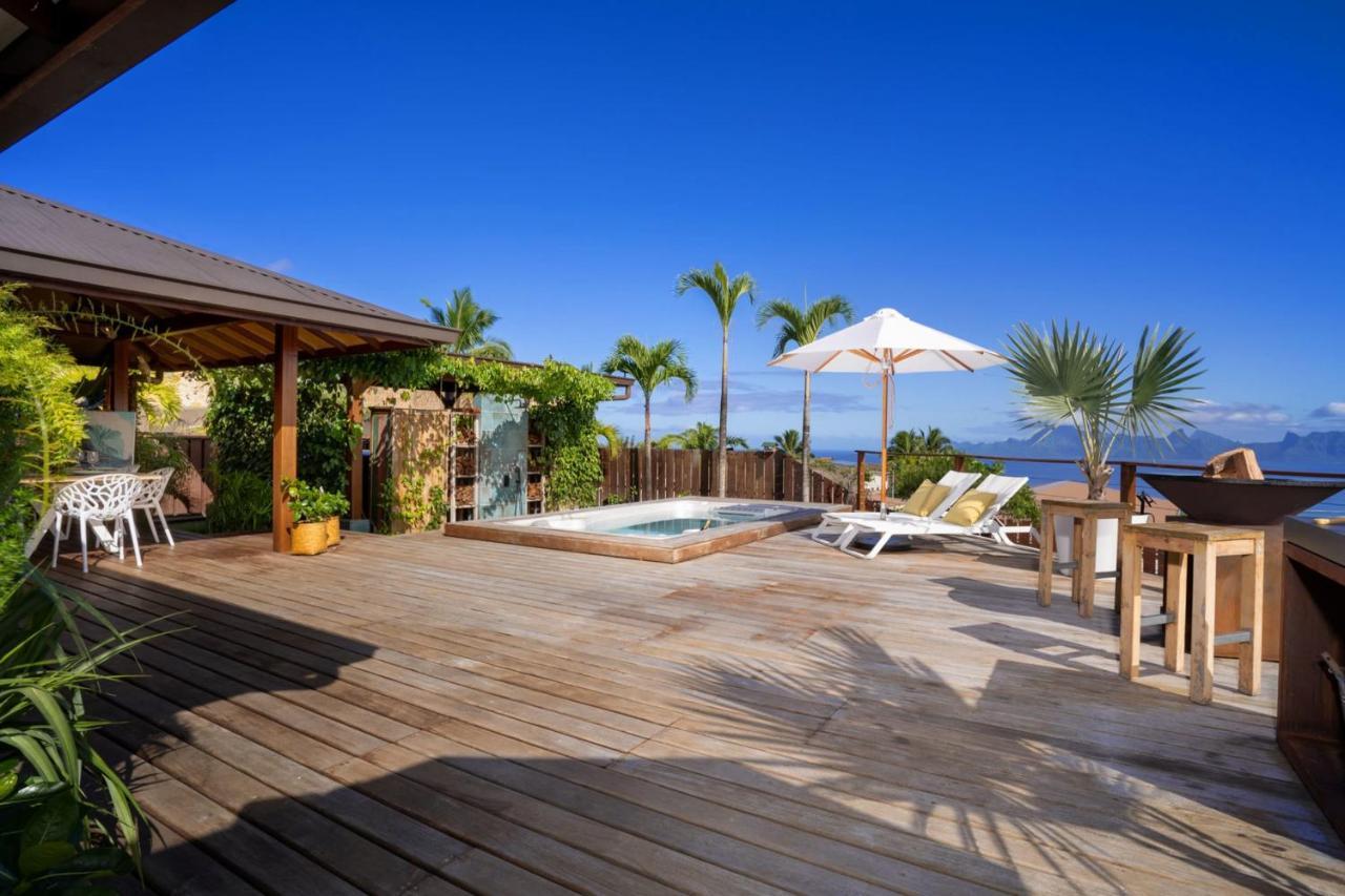 Villa Manuiti, Balinese Luxury Home - Private Swim Spa, Ocean View - Ofyr Bbq - Koi Pond Punaauia Kültér fotó
